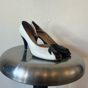 Vintage Black and White Leather Pumps